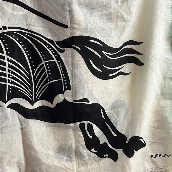 Burberry Black and Cream Wool Scarf - Picture 14 of 14